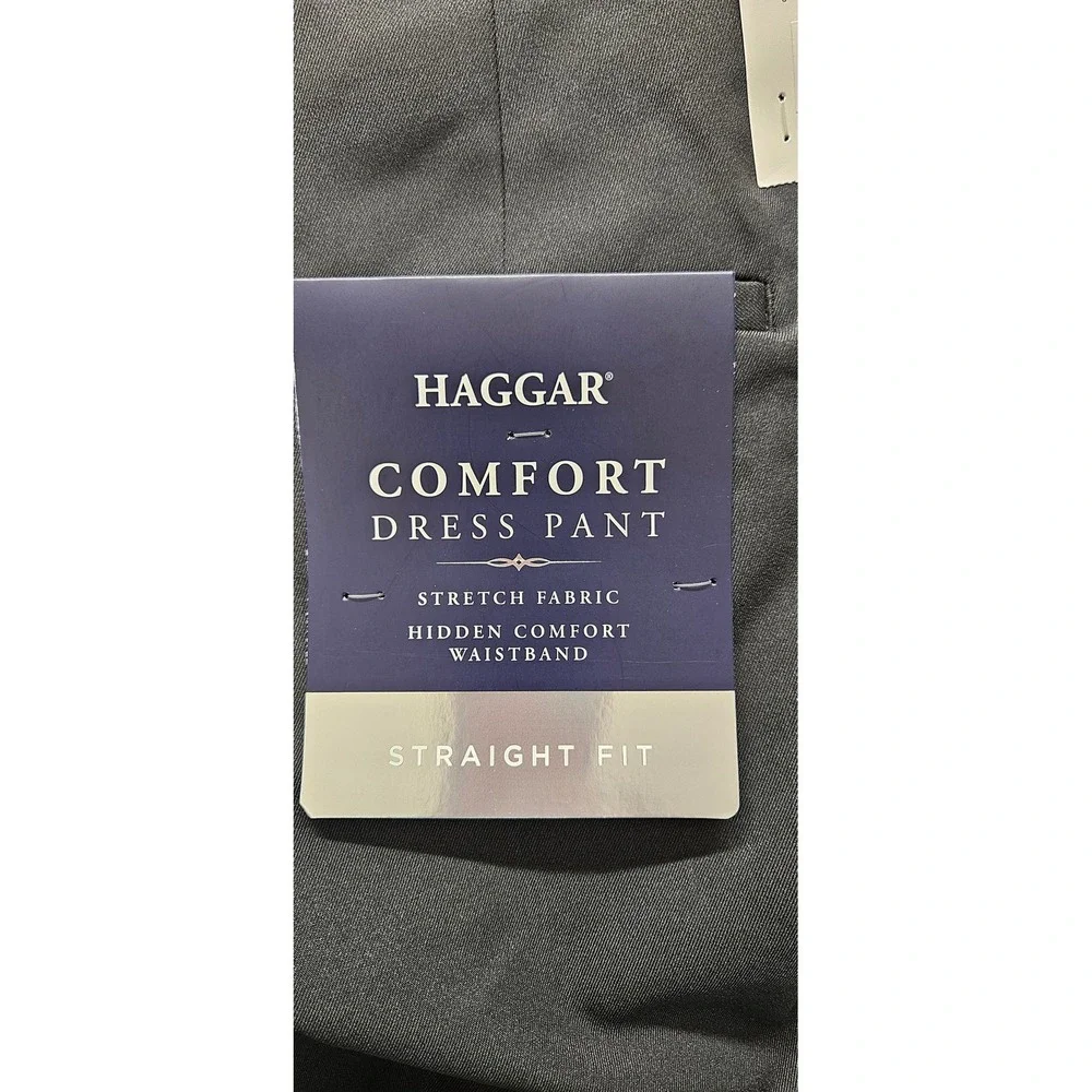 Haggar Mens Comfort Dress Pant 34x30 Charcoal Straight Fit Stretch HD70090 NEW